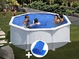 GRE - Kit piscine acier blanc Gré Atlantis ronde 3,70 x 1,32 m + Bâche à bulles - vignette