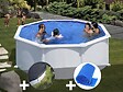 GRE - Kit piscine acier blanc Gré Atlantis ronde 3,70 x 1,32 m + Bâche hiver + Bâche à bulles - vignette