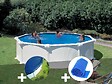 GRE - Kit piscine acier blanc Gré Atlantis ronde 3,70 x 1,32 m + Bâche hiver + Bâche à bulles - vignette