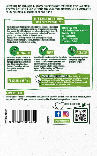 GONDIAN - Mélange de graines florales Eloigne les Pucerons 50cm - large