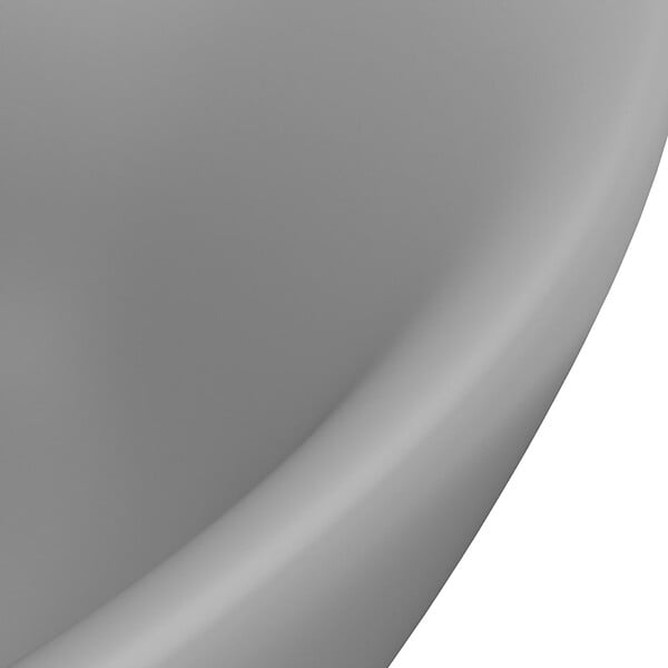 VIDAXL - vidaXL Lavabo ovale à trop-plein Gris clair mat 58,5x39 cm Céramique - large