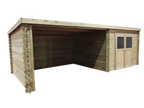 SOLID - Abri de jardin Rohan - Avec terrasse couverte - Bois - 19.82m2 - large