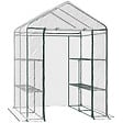 HOMCOM - Serre de jardin balcon terrasse 4 étagères 143L x 143l x 195H cm acier PVC imperméable anti-UV transparent vert - vignette