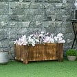 OUTSUNNY - Jardinière sur pied bac à fleurs dim. 70L x 35l x 30H cm piètement demi rondin corps aspect lattes bois sapin traité carbonisation - vignette