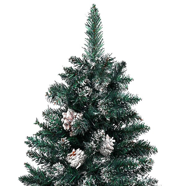 VIDAXL - vidaXL Sapin de Noël mince pré-éclairé et boules vert 210 cm - large