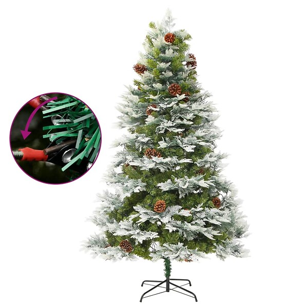 VIDAXL - vidaXL Sapin de Noël pré-éclairé et pommes de pin vert 195cm PVC et PE - large