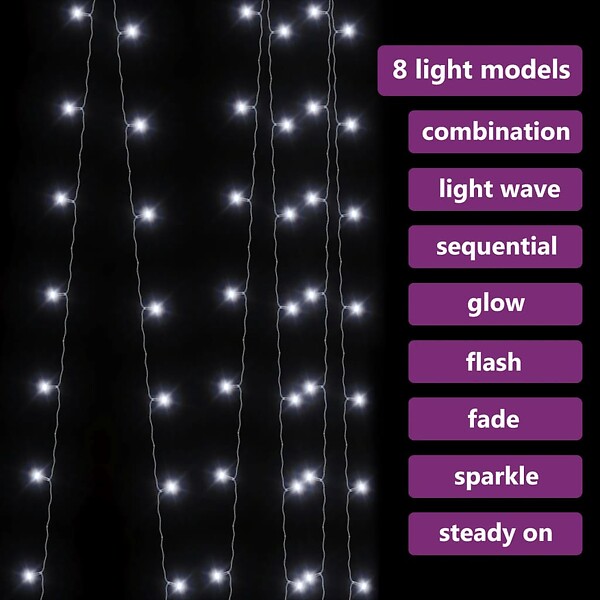VIDAXL - vidaXL Rideaux lumineux à LED 3x3 m 300 LED Blanc froid 8 fonctions - large