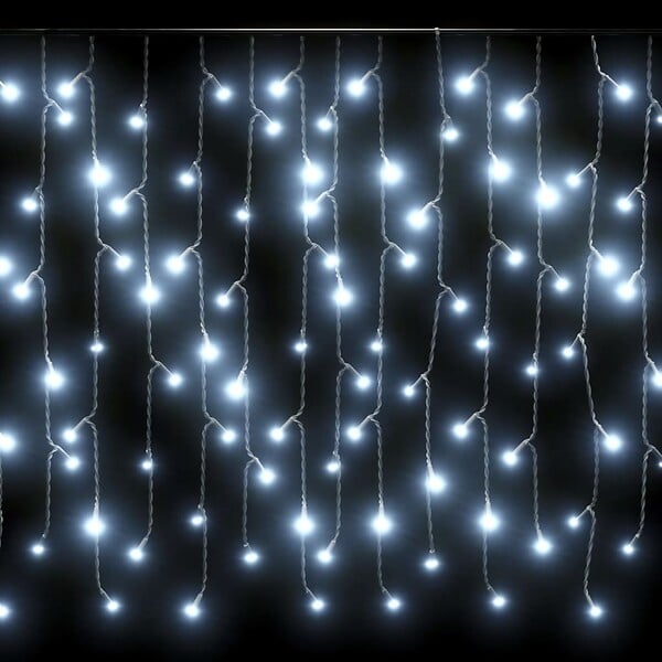 VIDAXL - vidaXL Rideau lumineux à glaçons LED 10m 400LED Blanc froid 8fonctions - large