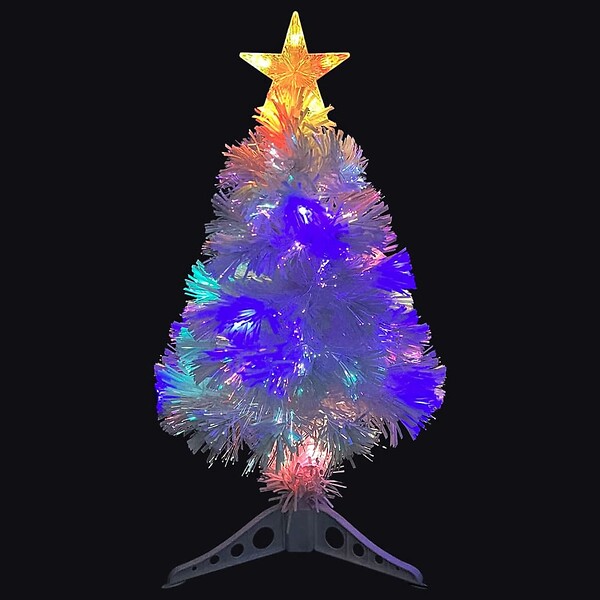 VIDAXL - vidaXL Arbre de Noël artificiel pré-éclairé blanc 64 cm fibre optique - large