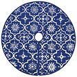VIDAXL - vidaXL Jupe de sapin de Noël de luxe avec chaussette Bleu 150 cm Tissu - vignette