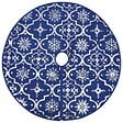 VIDAXL - vidaXL Jupe de sapin de Noël de luxe avec chaussette Bleu 90 cm Tissu - vignette