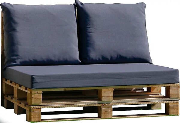 ANJOSA - Lot de 3 coussins pour palette polycoton - Gris anthracite - large