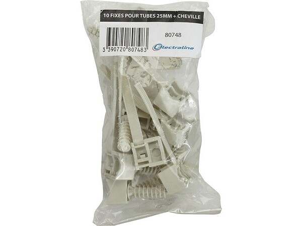 CENTRALE BRICO - Lot De 10 Fixes Pour Tube Et Chevilles, Diam.25, L.85 Mm - large