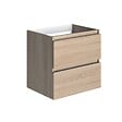 ALLIBERT - Meuble de salle de bain 2 tiroirs BAZIL éclairage LED 6 W et miroir 60 x 58 x 46 cm - couleur chêne - vignette