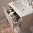 ALLIBERT - Meuble de salle de bain 2 tiroirs BAZIL éclairage LED 6 W et miroir 60 x 58 x 46 cm - couleur chêne - vignette
