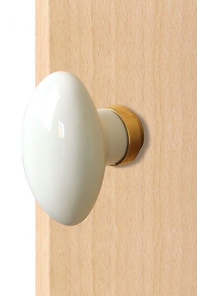CENTRALE BRICO - Lot de 2 boutons de porte Porcelaine porcelaine de limoges laitonné - large
