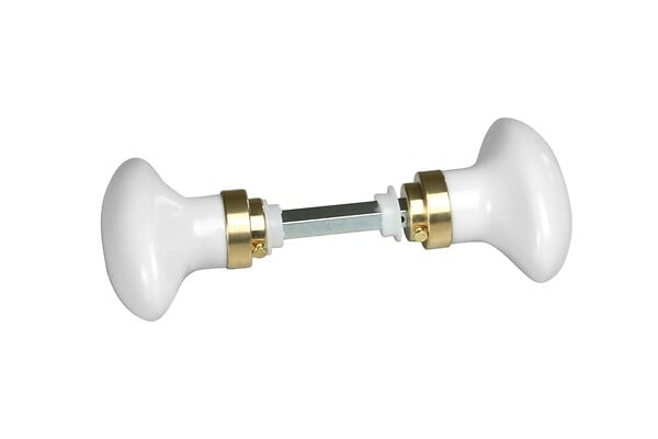 CENTRALE BRICO - Lot de 2 boutons de porte Porcelaine porcelaine de limoges laitonné - large