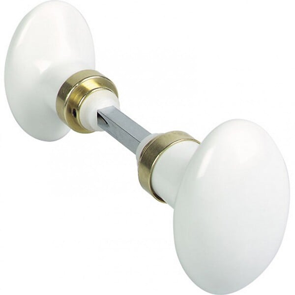 CENTRALE BRICO - Lot de 2 boutons de porte Porcelaine porcelaine de limoges laitonné - large