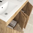 AURLANE - Meuble de salle de bains 120cm 4 Portes_Chêne Naturel + Vasque céramique blanche - TIMBER 120 - vignette