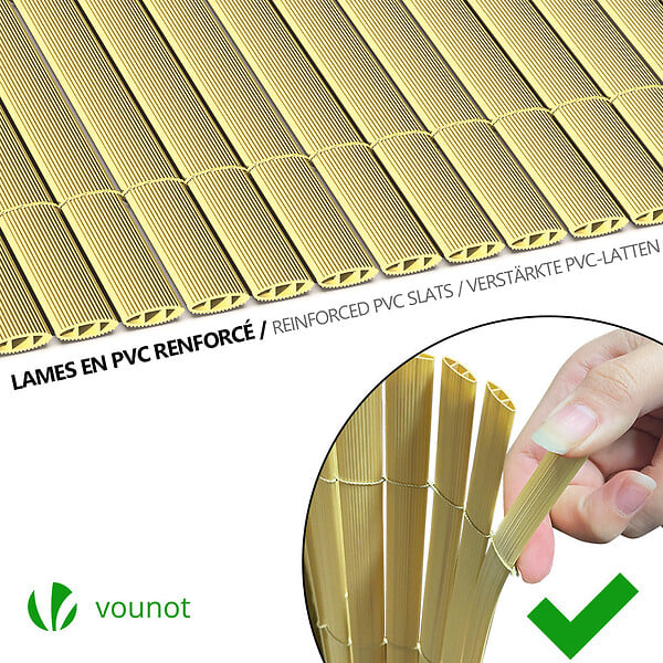 VOUNOT - Canisse PVC brise vue renforce avec attaches de fixation 90x300cm beige - large
