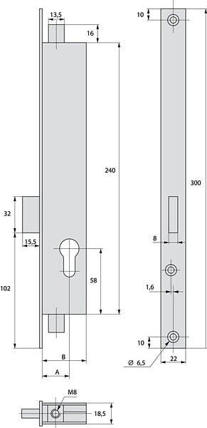 STREMLER - Serrure 3 points pêne dormant Variaxe 45 mm STREMLER 2272.45.0 - large