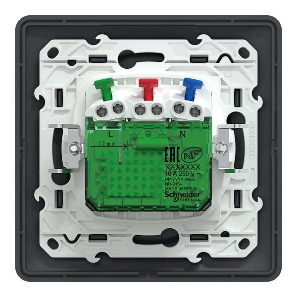 SCHNEIDER ELECTRIC - Prise 2P+T affleurante + USB-C Ovalis - Anthracite - 10,5 W - large