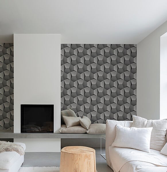 GRANDECO - Papier peint expansé Boaz - Gris - L.10,05m x l.0,53m - large