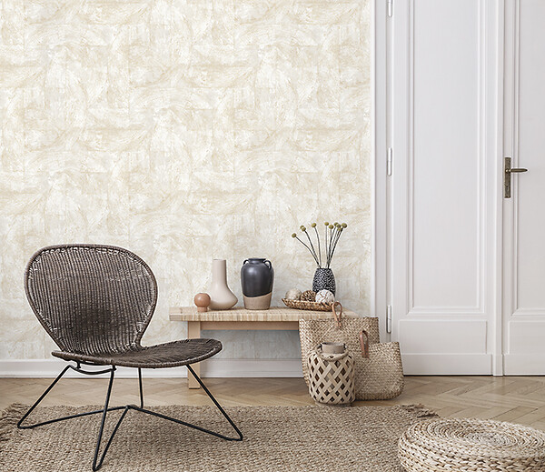 GRANDECO - Papier peint intissé expansé motif Owen - Blanc - large