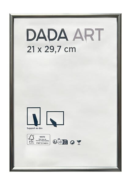 DADA ART - Cadre photo PVC Mila - Argent - 21x29,7cm - large