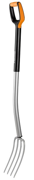 FISKARS - Fourche à bêcher Xact L - Tête acier au bore - Manche en acier - large