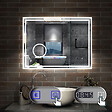 AICA SANITAIRE - Simple Bluetooth LED miroir de salle de bain tricolore tactile avec anti-buée et horloge et miroir grossissant 3x, suspendu horizontalement 160x80cm - vignette