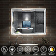 AICA SANITAIRE - Simple Bluetooth LED miroir de salle de bain tricolore tactile avec antibuée et horloge, 100x60cm horizontalement - vignette