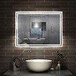 AICA SANITAIRE - Simple Bluetooth LED miroir de salle de bain tricolore tactile avec antibuée et horloge, 100x60cm horizontalement - vignette