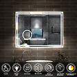AICA SANITAIRE - Simple Bluetooth LED miroir de salle de bain tricolore tactile avec anti-buée et miroir grossissant 3x, suspendu horizontalement 120x70cm - vignette