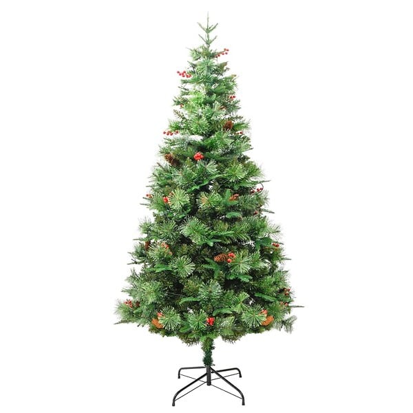 VIDAXL - vidaXL Sapin de Noël pré-éclairé et pommes de pin vert 195cm PVC et PE - large