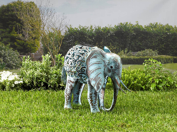 SMARTSOLAR - Éléphant solaire décoratif en métal - 34x23.5x38cm - large