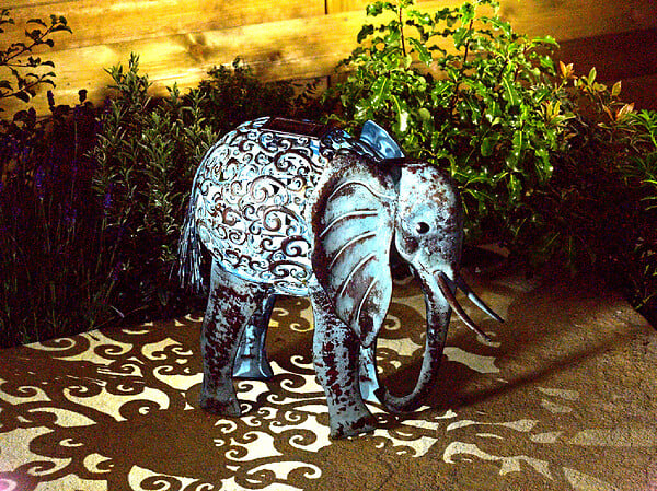 SMARTSOLAR - Éléphant solaire décoratif en métal - 34x23.5x38cm - large