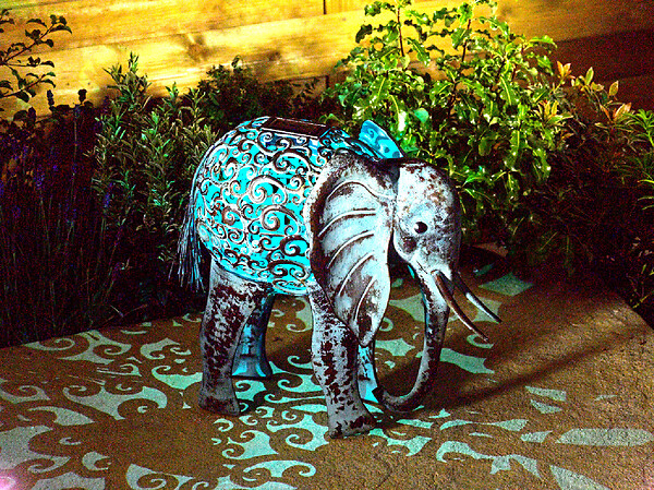 SMARTSOLAR - Éléphant solaire décoratif en métal - 34x23.5x38cm - large