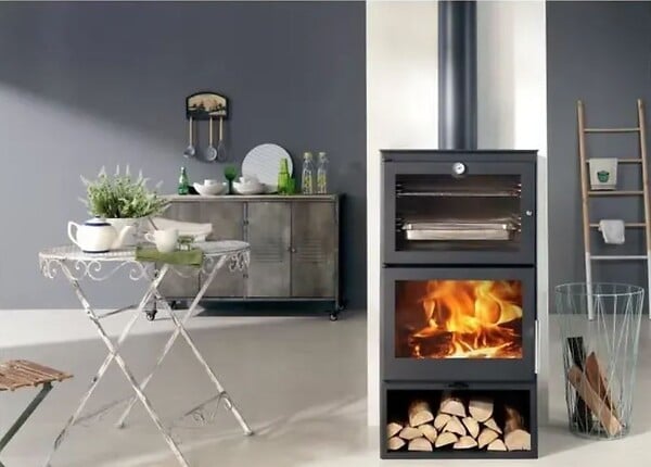 PANADERO - Poêle à bois Cook - Fonte - Anthracite - 7.1kW - large