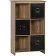 HOMCOM - Bibliothèque design industriel - meuble de rangement 3 niches 3 casiers - panneaux particules aspect bois veinage portes métal noir - vignette