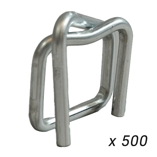 TECPLAST - Lot de 500 Boucles pour Feuillard de cerclage 16 mm - Qualité PRO TECPLAST BC - Boucles autobloquantes en acier galvanisé - large