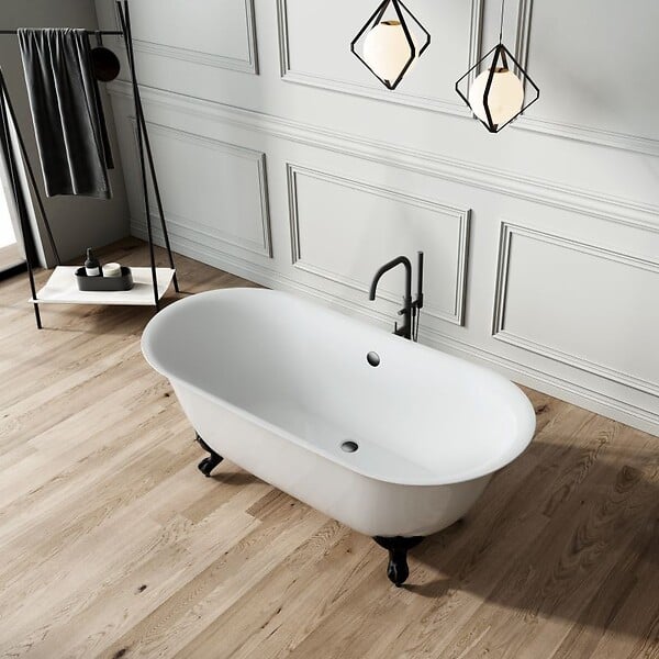 ROGIER & MOTHES - Baignoire sur pieds rétro SURRY HILLS Blanche 165 cm Pieds de Lion Blancs - large