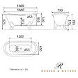ROGIER & MOTHES - Baignoire sur pieds en fonte BRADFORD Noire 180 cm Pieds chromés - vignette