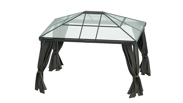 MODE DE VIE - Tonnelle de jardin autoportée Martika - Aluminium - Gris - l3xL3.6m - large