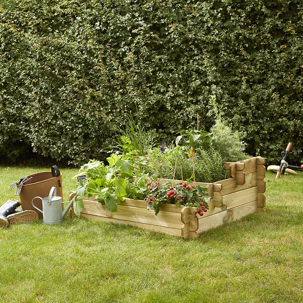 CERLAND - Carre potager 3 étages - Pin sylvestre traité - 100x80x36cm - large