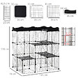 PAWHUT - Cage parc enclos chat modulable dim. L105 x l70 x H105 cm 3 niveaux 2 portes rampe plateformes PE motif graphique fil métallique noir - vignette