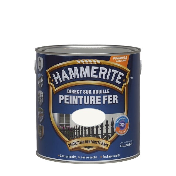 HAMMERITE - Peinture antirouille Direct sur Rouille - Blanc - 2,5L - large