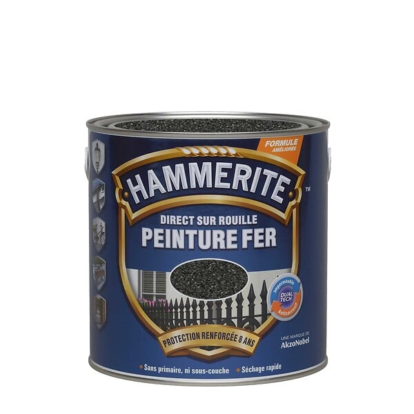 HAMMERITE - Peinture antirouille directe - Forge Noir - 2,5L - large