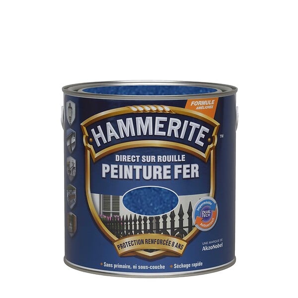 HAMMERITE - Peinture métal Direct sur Rouille Martelé Bleu nuit 2,5L - large