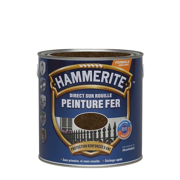 HAMMERITE - Peinture Hammerite Direct sur Rouille - Martele - Chataîgne - 2,5L - large
